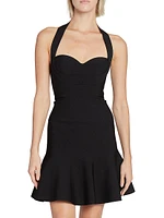 Rib-Knit Halter Flounce Minidress