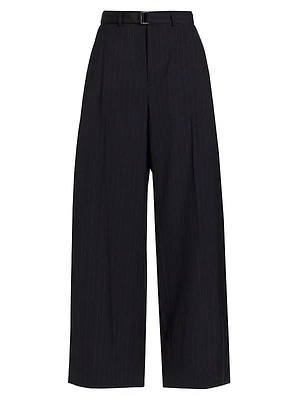 Chalk Stripe Straight-Leg Pants