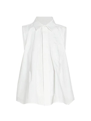 Poplin Pleated Sleeveless Shirt