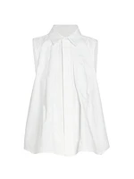 Poplin Pleated Sleeveless Shirt