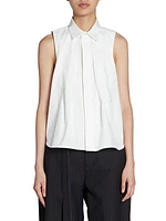 Poplin Pleated Sleeveless Shirt