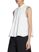 Poplin Pleated Sleeveless Shirt