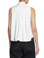 Poplin Pleated Sleeveless Shirt