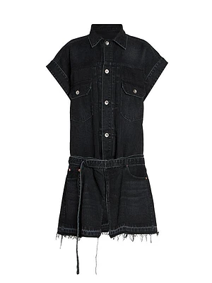 Denim Raw-Edge Minidress