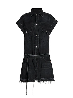 Denim Raw-Edge Minidress