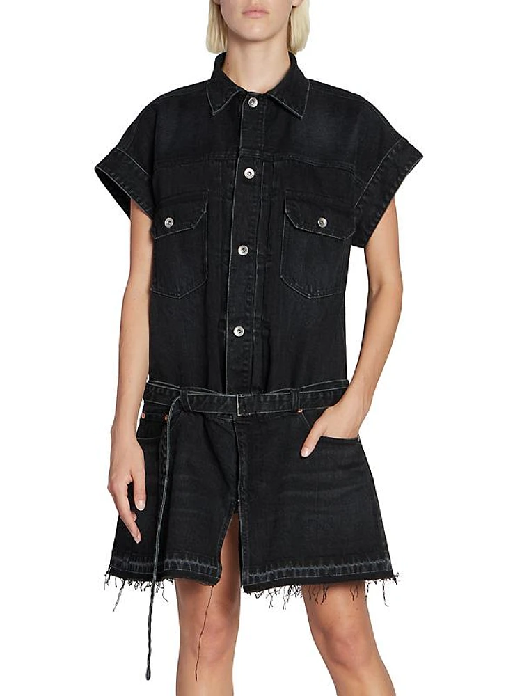 Denim Raw-Edge Minidress