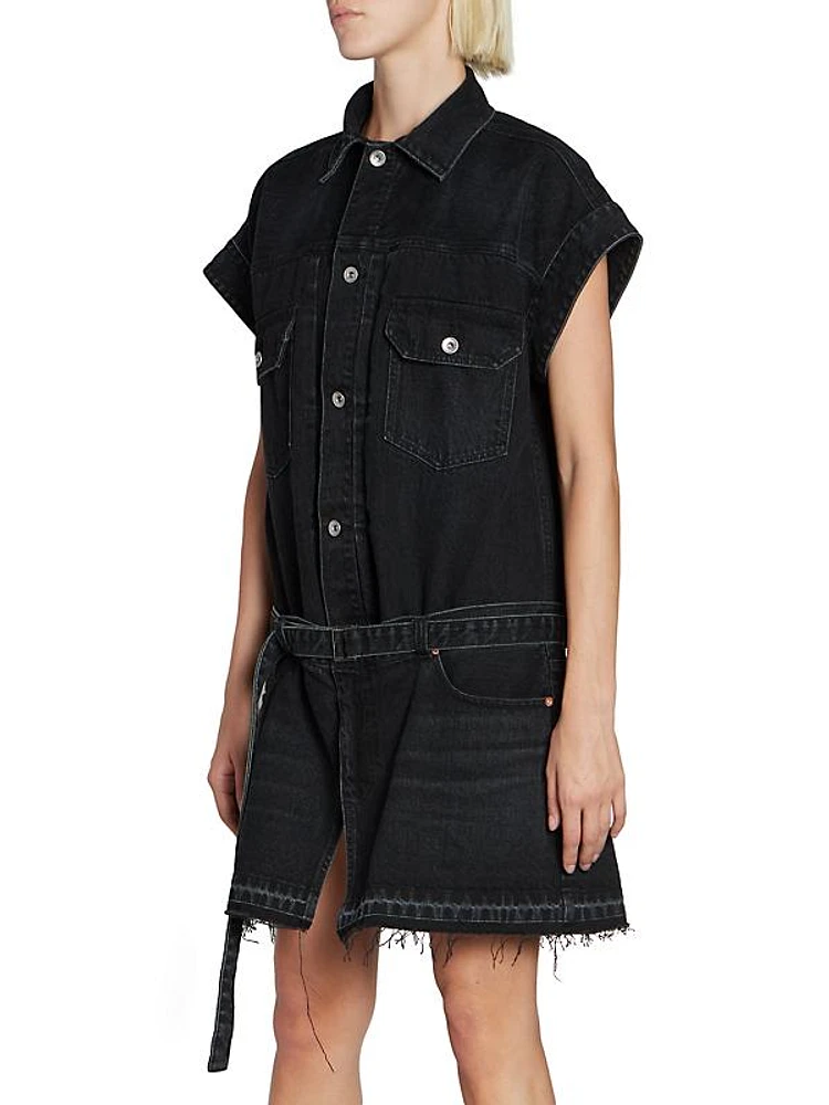 Denim Raw-Edge Minidress