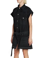 Denim Raw-Edge Minidress