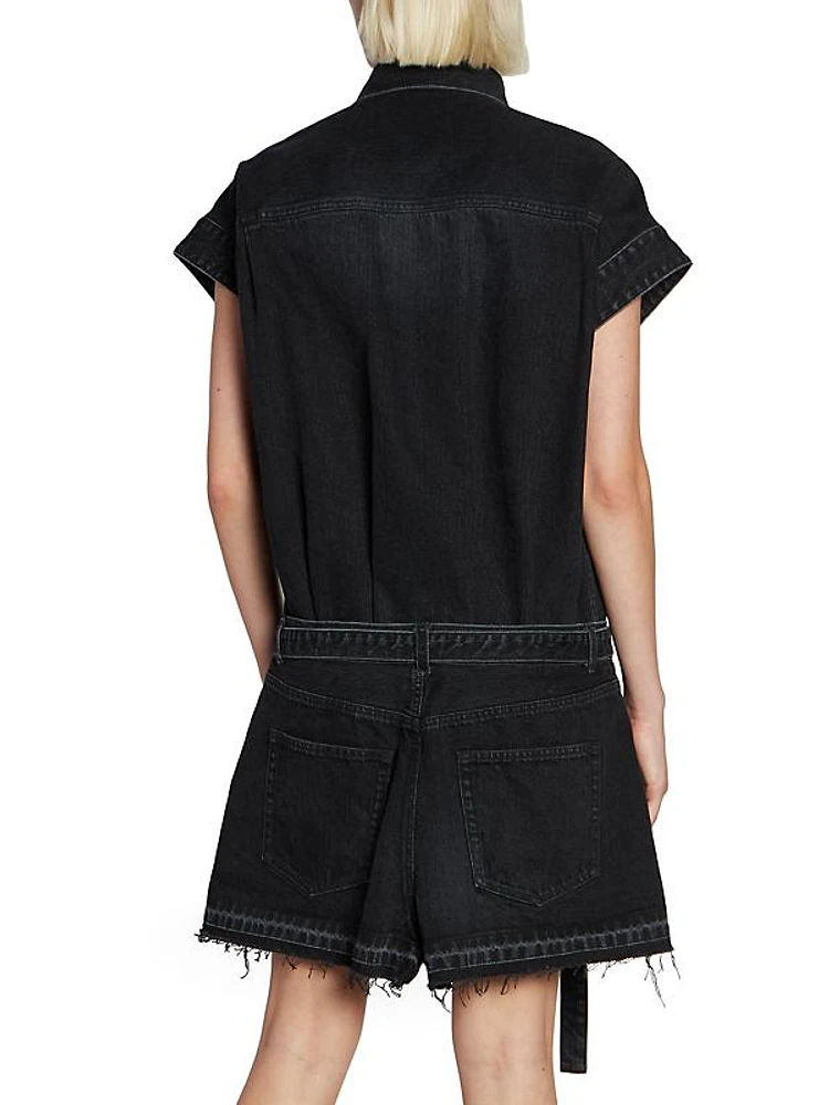 Denim Raw-Edge Minidress