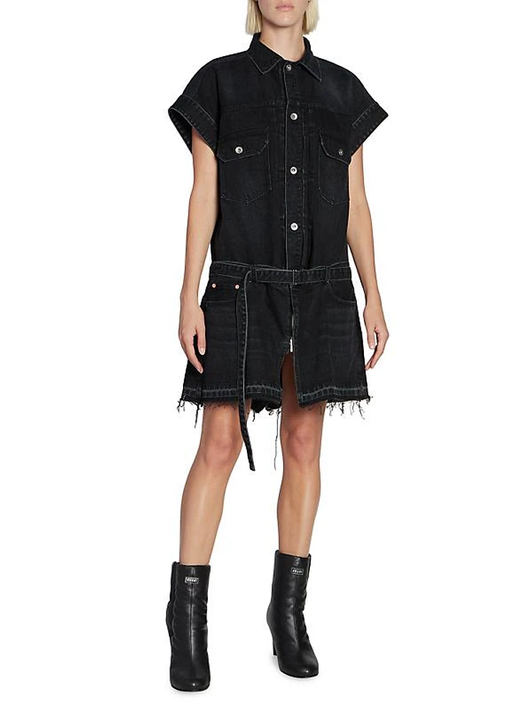 Denim Raw-Edge Minidress