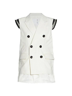 Chalk Stripe Double-Breasted Vest