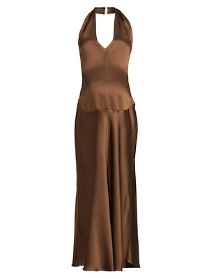 The Giselle Satin Halter Dress