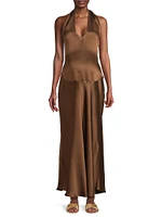 The Giselle Satin Halter Dress