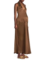 The Giselle Satin Halter Dress