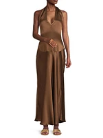 The Giselle Satin Halter Dress