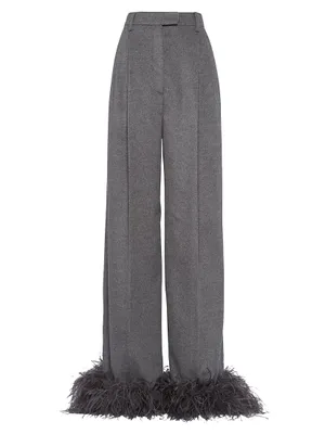 Cashmere Pants with Feathers