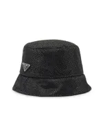 Satin Bucket Hat with Crystals