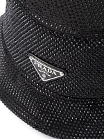 Satin Bucket Hat with Crystals