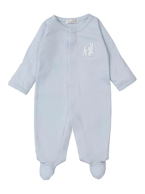 Baby's Cotton Bunny Embroidered Footie