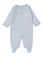 Baby's Cotton Bunny Embroidered Footie