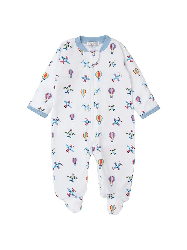 Baby Boy's Hot Air Balloon & Airplane Print Footie