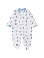 Baby Boy's Hot Air Balloon & Airplane Print Footie