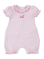 Baby Girl's Striped Ruffle-Trim Bubble Playsuit