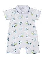 Baby Boy's Golf Print Collared Playsuit