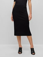 Knitted Jacquard-Pattern Pencil Skirt With Logo Trim