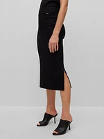 Knitted Jacquard-Pattern Pencil Skirt With Logo Trim