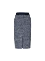 Pencil Skirt With Split And Button-Trimmed Waistband