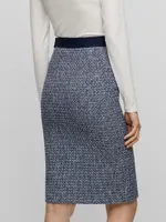 Pencil Skirt With Split And Button-Trimmed Waistband