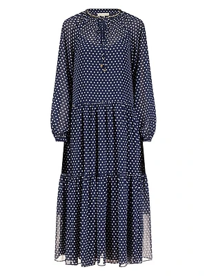 Polka-Dot Tiered Maxi Dress