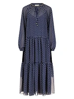 Polka-Dot Tiered Maxi Dress