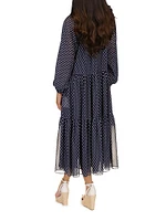 Polka-Dot Tiered Maxi Dress