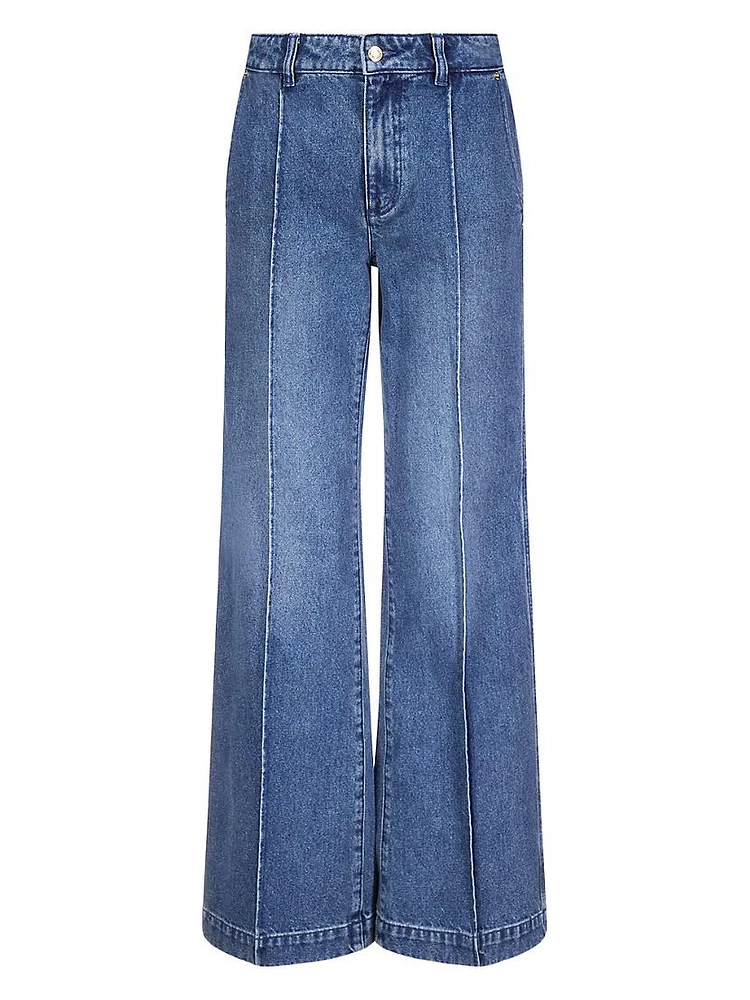 Pintuck Wide-Leg Jeans