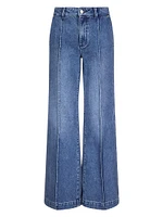 Pintuck Wide-Leg Jeans