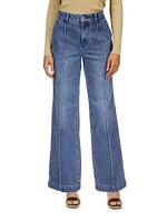 Pintuck Wide-Leg Jeans