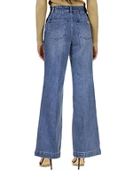 Pintuck Wide-Leg Jeans