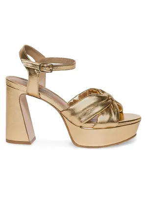 Veronika Metallic Leather Platform Sandals