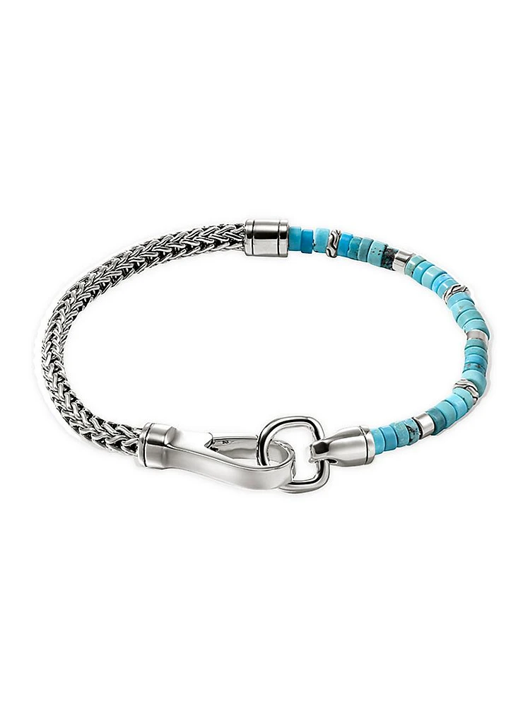 Heishi Sterling Silver & Turquoise Chain Bracelet