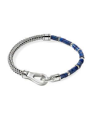 Heishi Sterling Silver & Lapis Lazuli Chain Bracelet