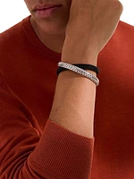 Sterling Silver & Rubber Double Wrap Bracelet