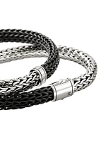 Sterling Silver & Rubber Double Wrap Bracelet