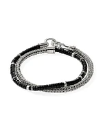 Heishi Sterling Silver & Black Onyx Chain Double Wrap Bracelet