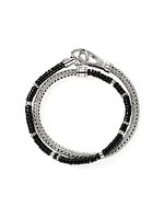 Heishi Sterling Silver & Black Onyx Chain Double Wrap Bracelet