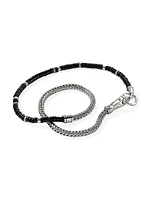 Heishi Sterling Silver & Black Onyx Chain Double Wrap Bracelet