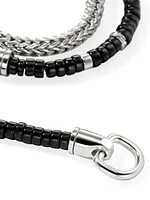 Heishi Sterling Silver & Black Onyx Chain Double Wrap Bracelet