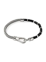 Heishi Sterling Silver & Black Onyx Chain Bracelet