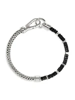 Heishi Sterling Silver & Black Onyx Chain Bracelet